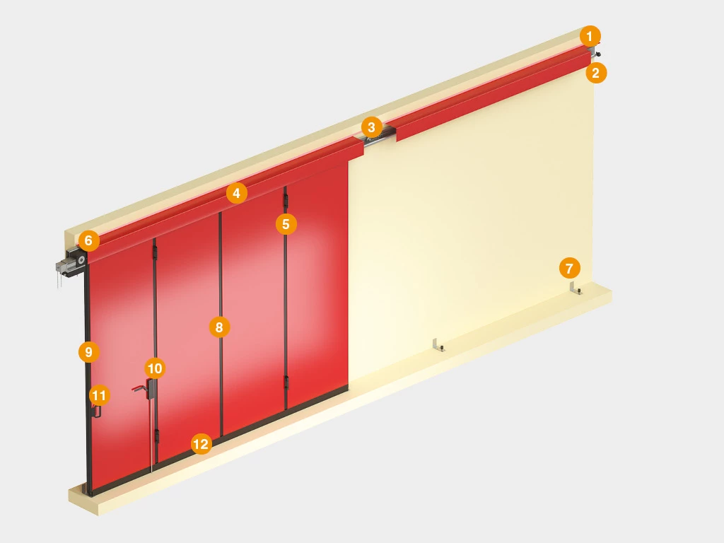 ПРОМЫШЛЕННЫЕ ОТКАТНЫЕ ВОРОТА БЕЗ НИЖНЕЙ НАПРАВЛЯЮЩЕЙ СЕРИИ ISG